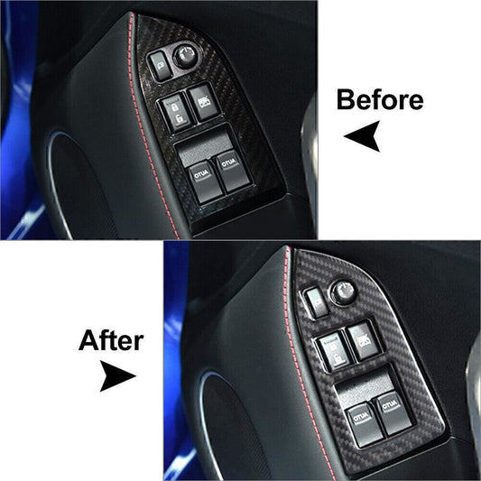 Carbon Fiber Inner Window Switch Button Cover Trim Fit for Subaru BRZ for Toyota 86 RHD