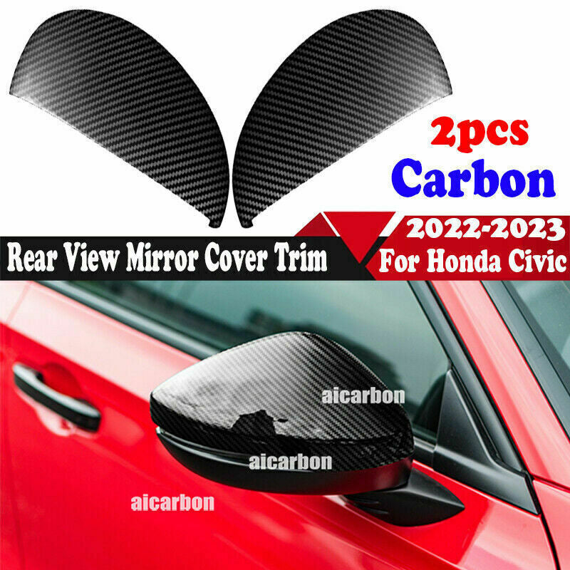 for Honda for Civic 2022 2023 Carbon Fiber Side Door RearView Mirror Cover Trims ABS