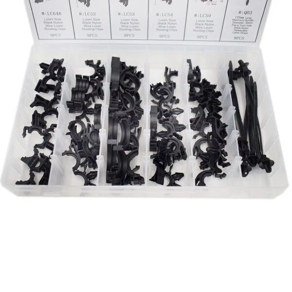 54pcs Car Body Wiring Harness Fastener Routing Clips Durable US v
