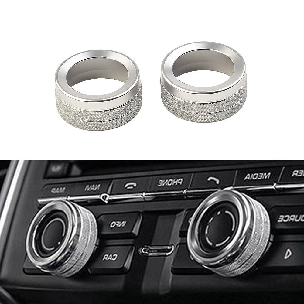 2x Silver Car Volume Radio Knob Covers Set Kit For 911 for Macan 718 For v