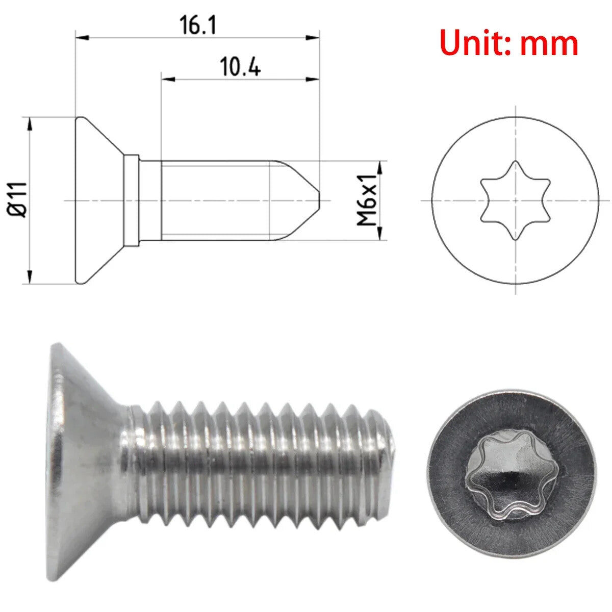 16PC Brake Disc Retaining Screws Countersunk Bolt Screws for VW for Golf 1991 - 2020