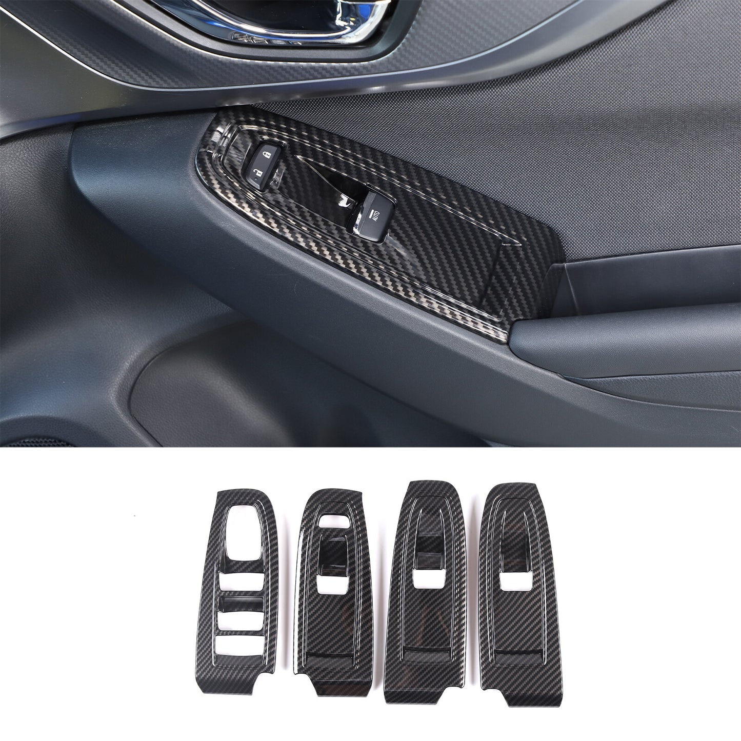 For Tacoma 2016-2022 Carbon Fiber Interior Front Door Trim- v