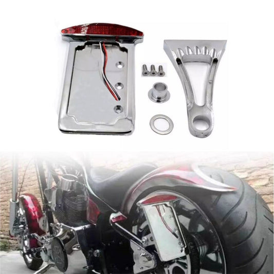 Universal License Plate LED Brake Light Side Mount Bracket Holder for Harley