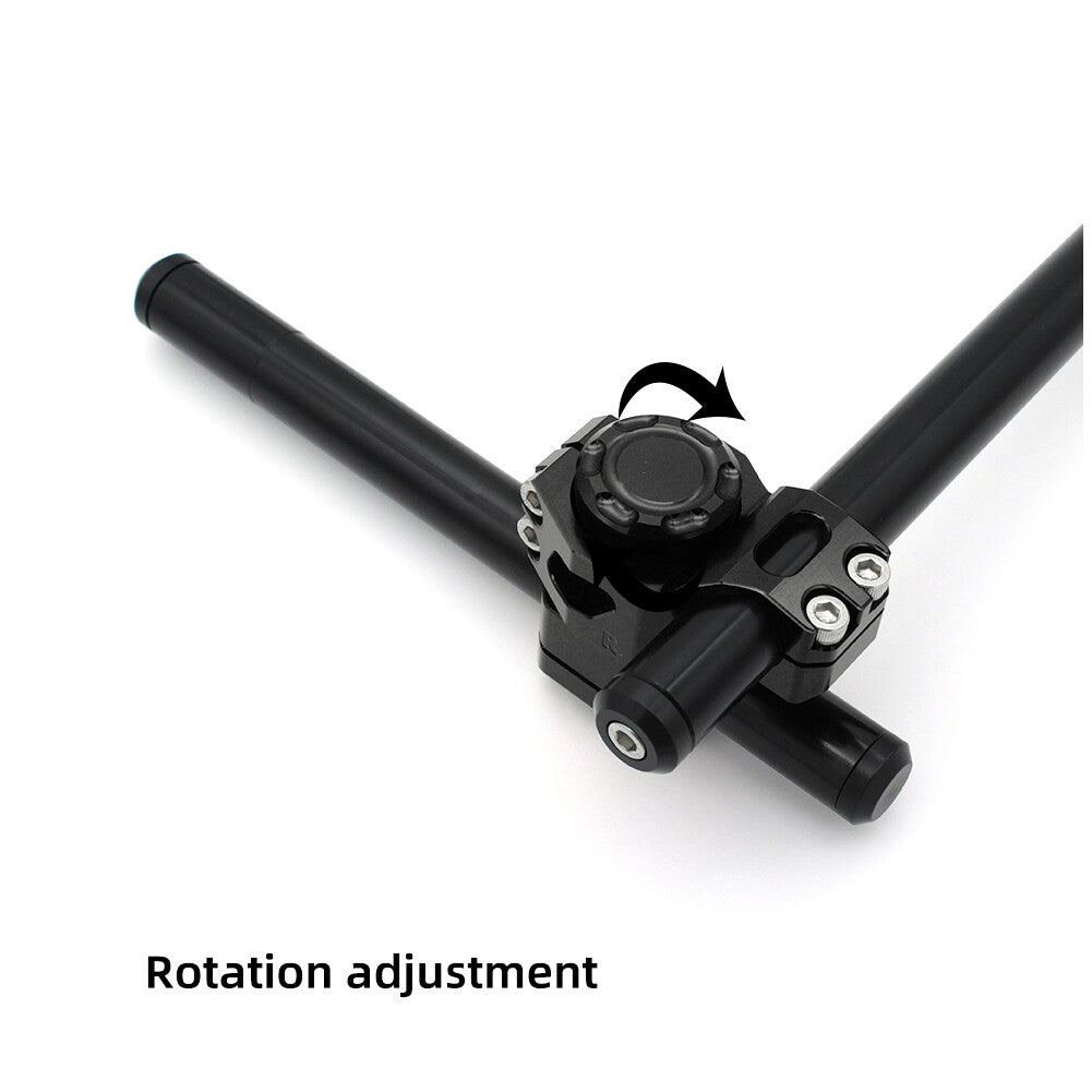 CNC 22mm Handlebars 28mm Riser Fork Clip-Ons Handle Bar CNC Handlebar Black Q