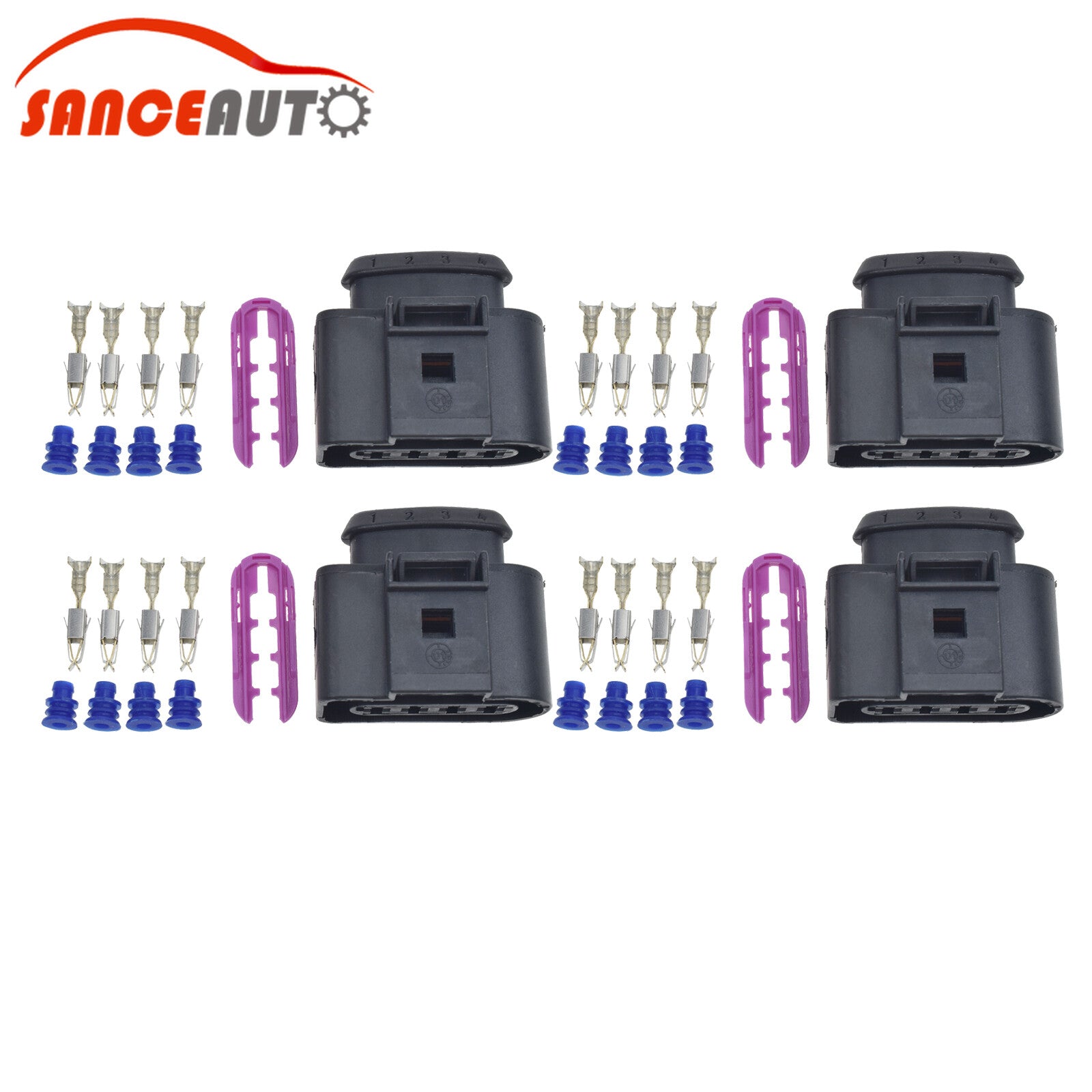 4-pin ignition coil connector wiring harness repair kit for Audi / 1J0973724 4 sets n