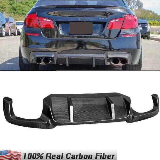 Rear bumper lip diffuser for BMW F10 530i 550i M-Sport 2010-16, carbon fiber.