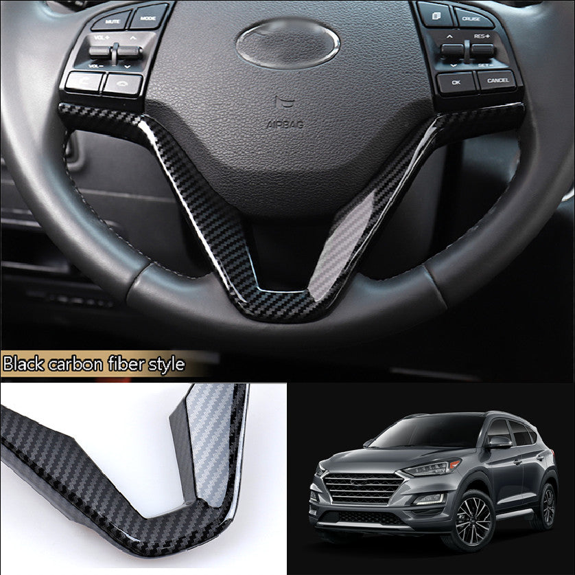for Hyundai for Tucson 2018-2021 Carbon Fiber ABS Steering Wheel Button Frame Trim n