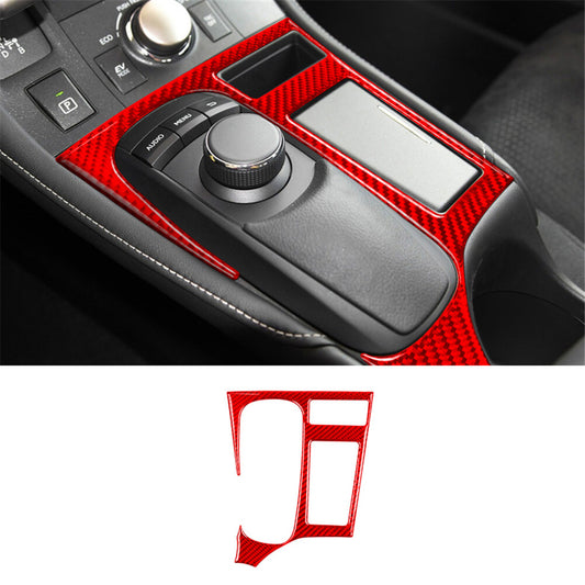Red carbon fiber interior center console protective cover trim for Lexus CT200h 2011-2017