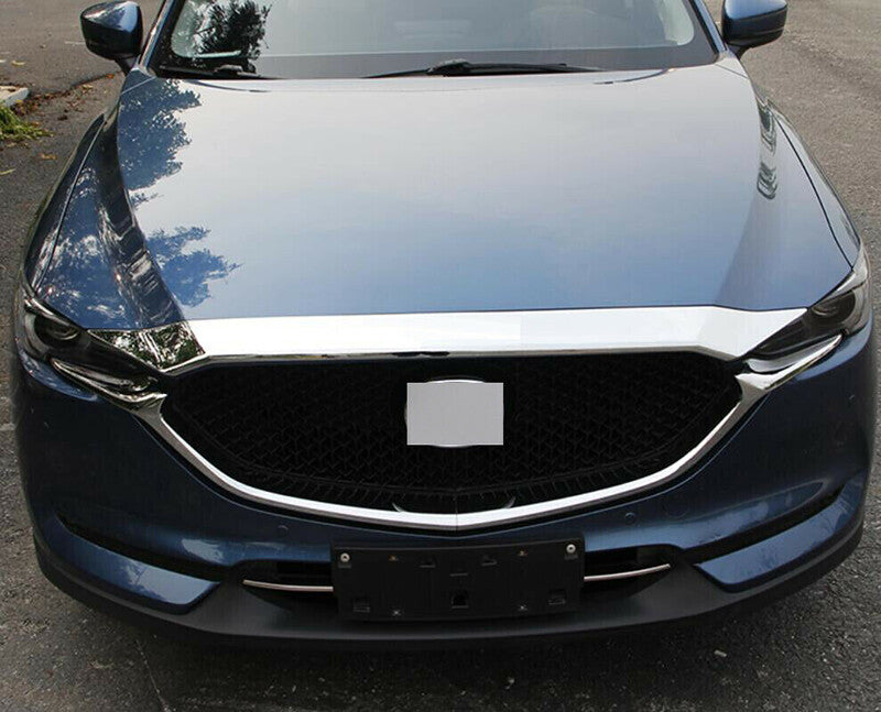 for Mazda CX-5 2017-2021 Chrome Front Hood Bonnet Grille Lip Guard Cover Trim