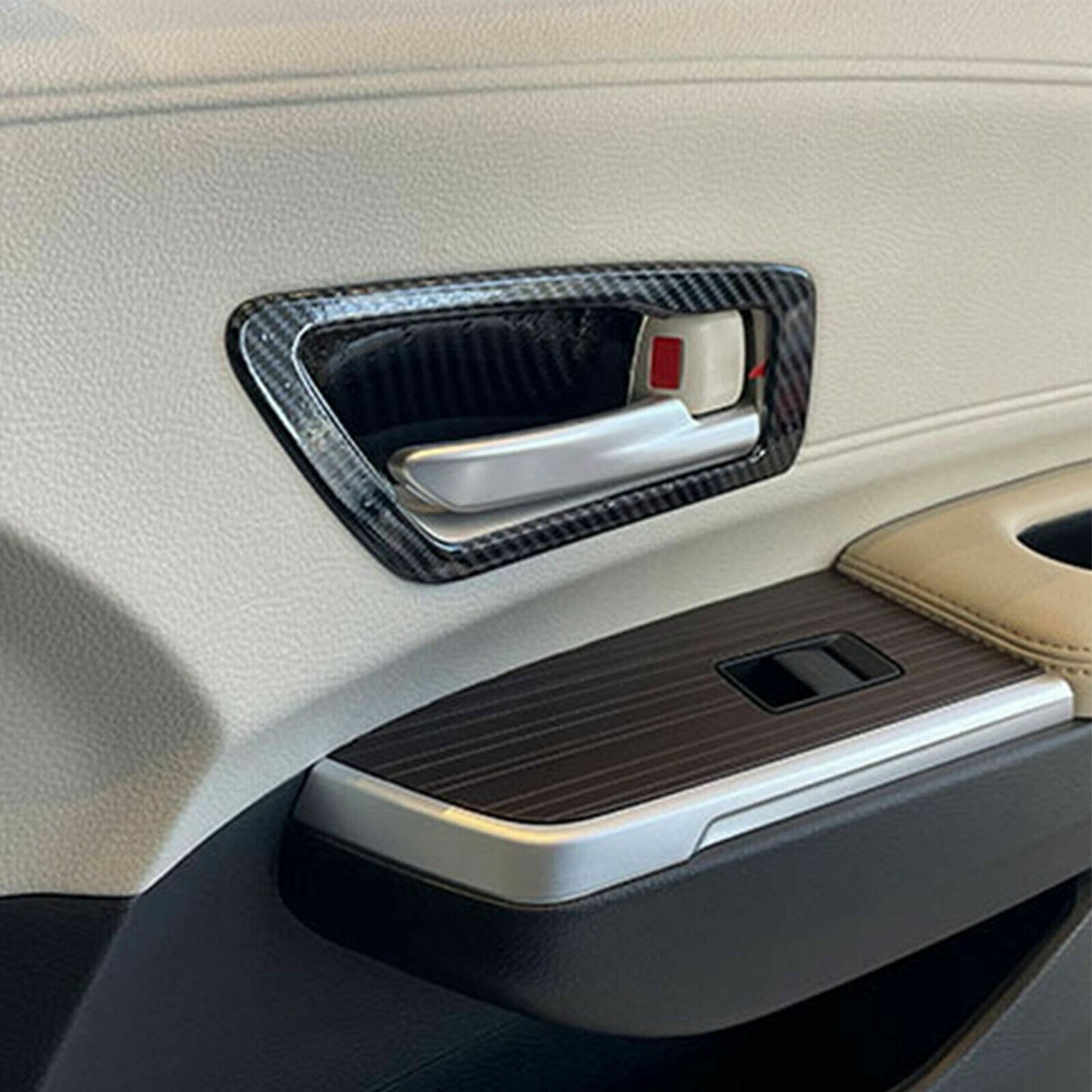 for Toyota for Sienna 2021-24 Carbon Fiber Look Inner Door Handle Bowl Cover Trim 4X