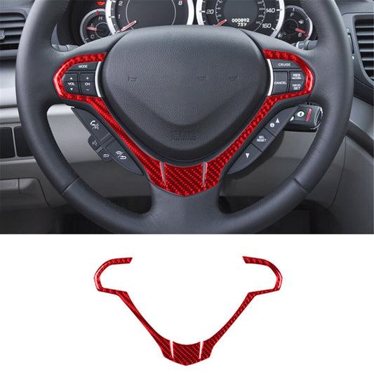 Red Carbon Fiber Interior Steering Wheel Accent Cover Trim for Acura TSX 2009-14