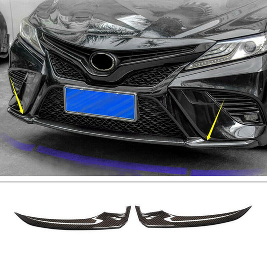 For 18-20 for Toyota for Camry Carbon Fiber Style Front Bumper Corner Lip Cover Trim 2P