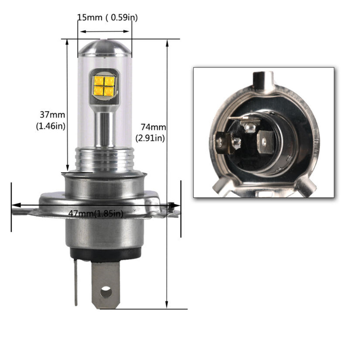 H4 LED Motorcycle Headlight Front Lamp Hight/Low Beam Super Bright Accessories Q
