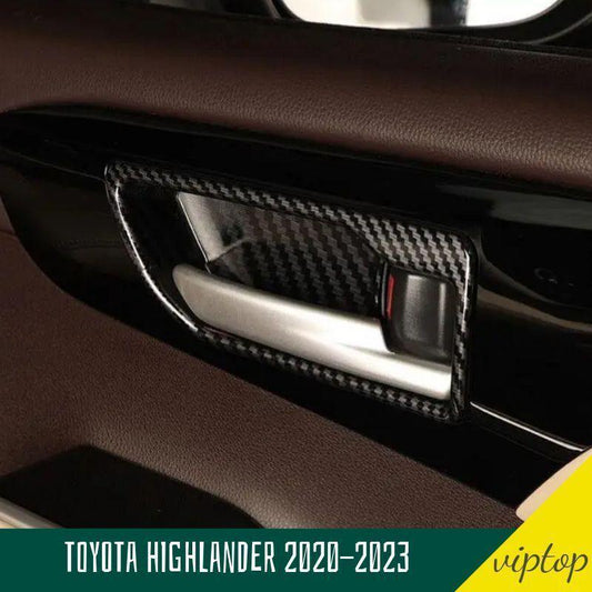 Carbon Fiber Style Inner Door Bowl Cover 4pc Fit for Toyota Highlander 2020-2023