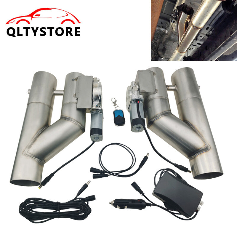 2'' Double Electric Exhaust Control Valve Downpipe Kit Dual-flap wireless Remote Q
