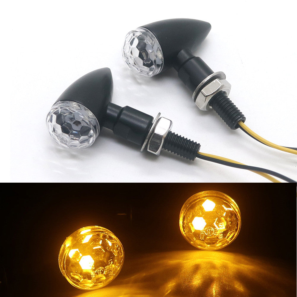 Black Metal LED for Mini Bullet Clear Spherical Lens Turn Signal Indicators Light Q