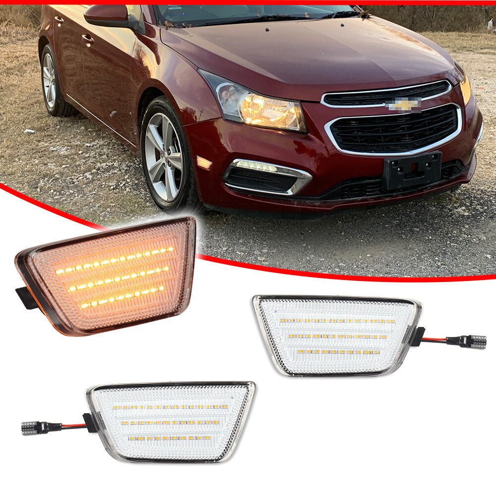 Pack Front Bumper Clear Amber Side Marker Signal Lights for 2011-2015 for Cruze - v