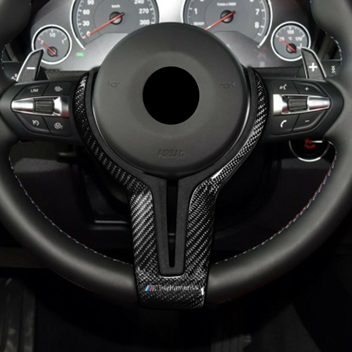 Carbon Fiber Steering Wheel Trim Replace Fit for BMW F80 M3 14-18 F10 M5 11-16
