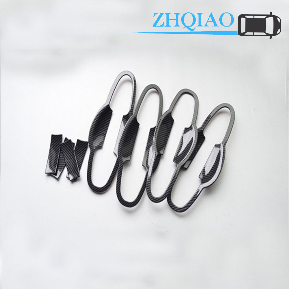 Carbon Fiber Style Door Handle Bowl Protector Cover Trim Fits for Toyota RAV4 2020