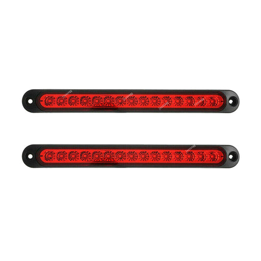 2X 250MM 15 LED Red Sealed Trailer Truck RV Stop Tail Rear Brake Turn Light Bar