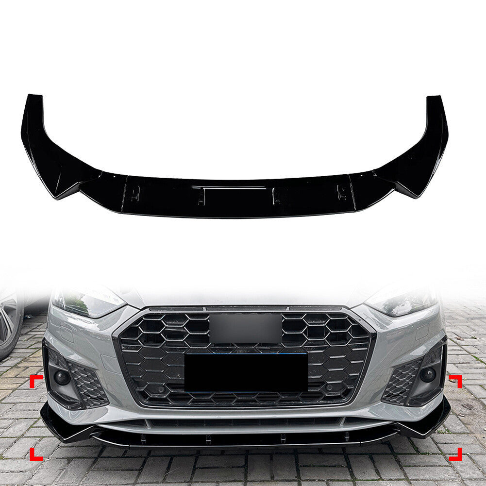 Glossy Black Front Bumper Splitter Spoiler Lip for Audi A5 Sline S5 8W6 2020-24