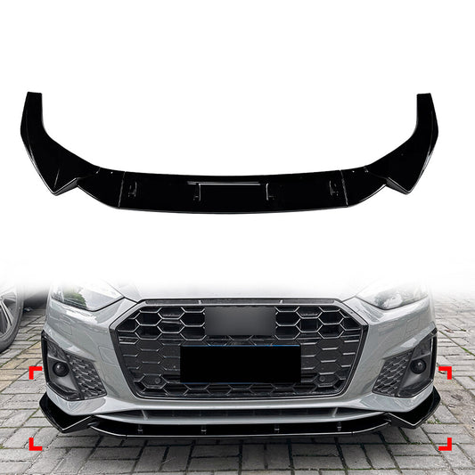 Glossy Black Front Bumper Splitter Spoiler Lip for Audi A5 Sline S5 8W6 2020-24