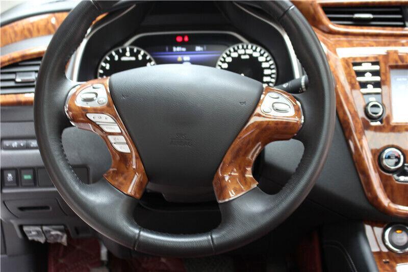 for Nissan Murano 2015-2021 Peach Wood Grain Steering Wheel Switch Cover Trim 2