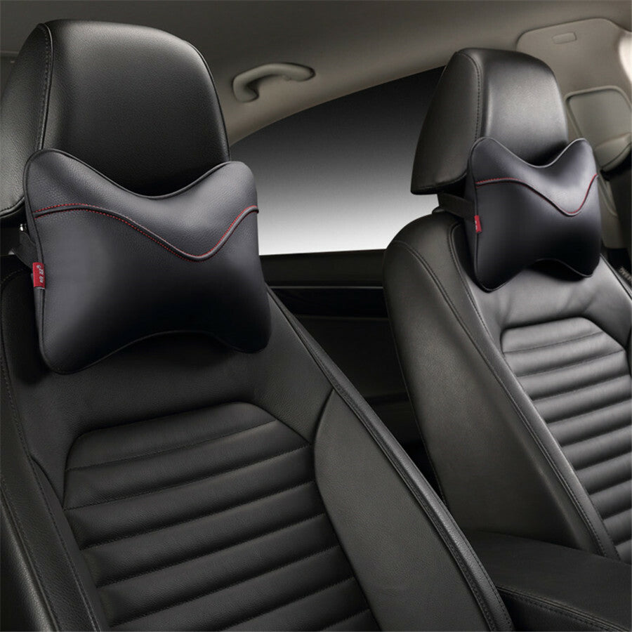 2x Car Wear-Resistant PU Leather Car Headrest for Seat Head Neck Rest Pillow Travel