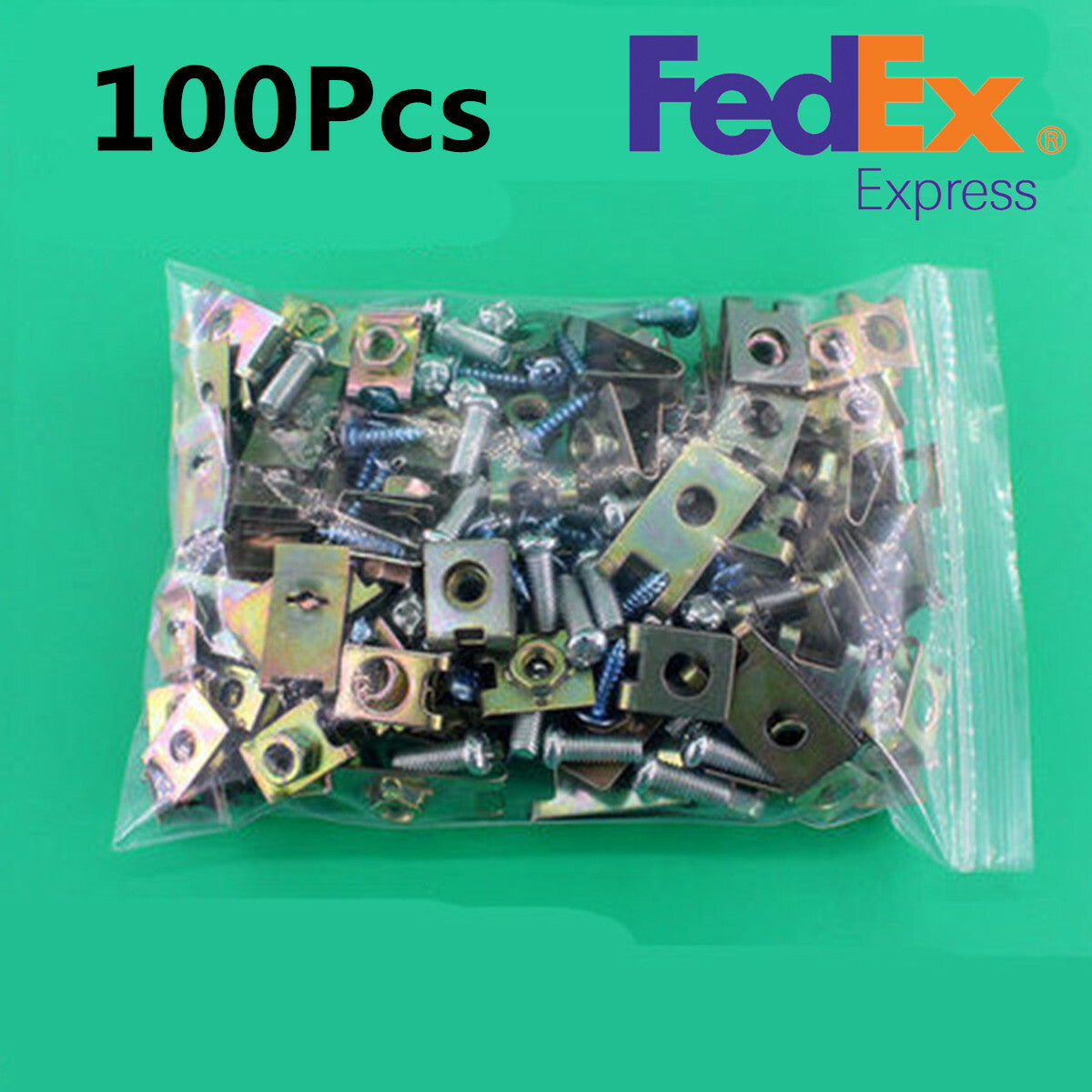 100Pcs Metal Plate U-Type Clips Speed Nuts Fastener For Car Door Panel Fender US
