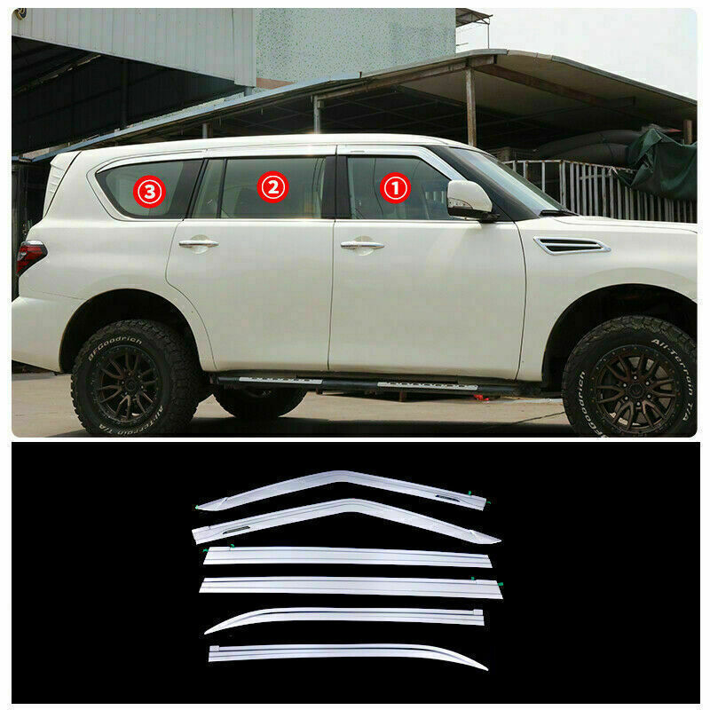 for Nissan Armada Patrol 2017-2023 Chrome Window Visor Vent Shade Sun Rain Guard