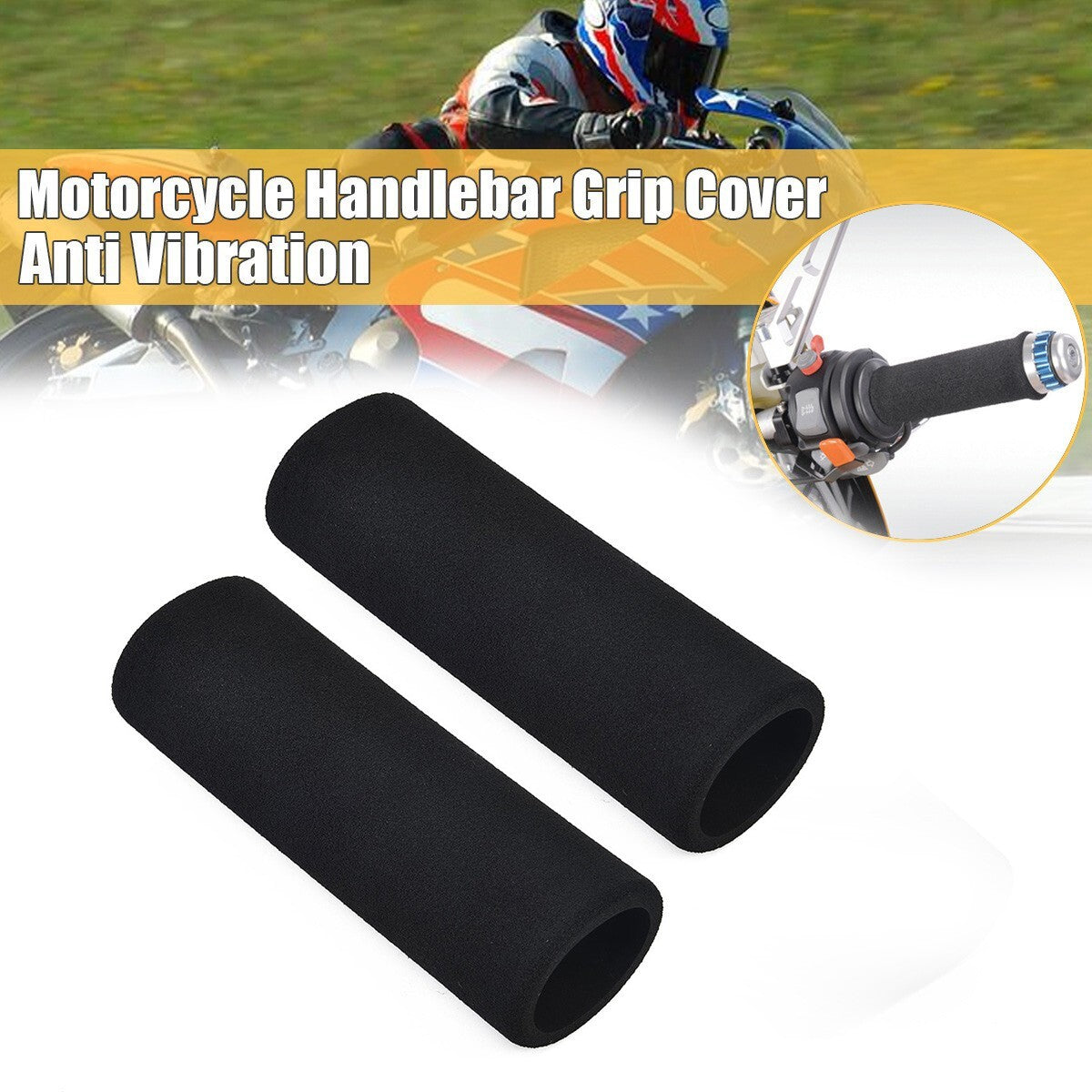 Handle Covers Motorcycle Grip Non-slip UV Resistant 2pcs Set Anti Vibration New v