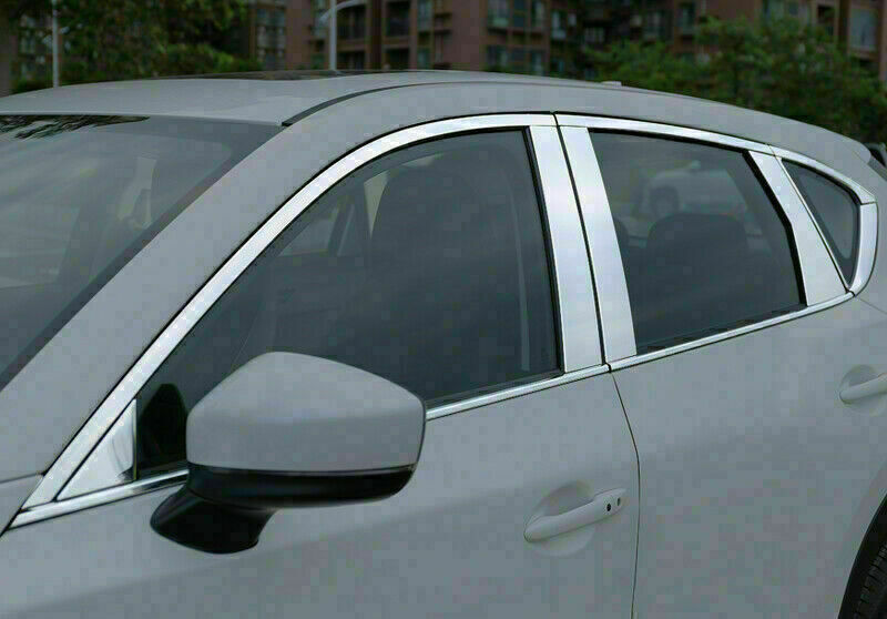 STEEL CHROME Pillar Posts Door Cover Mirrored Window Trim for Mazda CX-5 2017-21