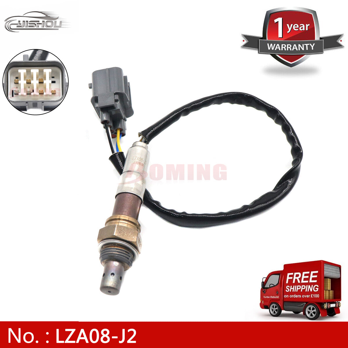The LZA08-J2 oxygen sensor is suitable for Suzuki K6A, MF22S, MF21S, HG21S, NH11S, HE21S, MH22S, and MH21S models.
