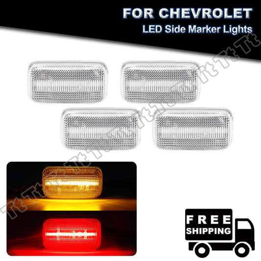 For 2015 - 2022 for Silverado 3500 Dual Amber Red LED Fender Side Marker Lights - v
