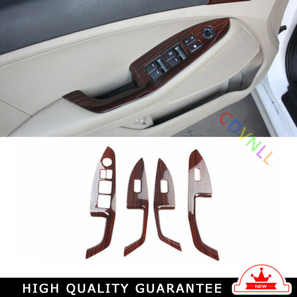 Glass Window Lifting Lock Panel Trim for Kia K5 Optima 2011-15 Brown Wood Grain