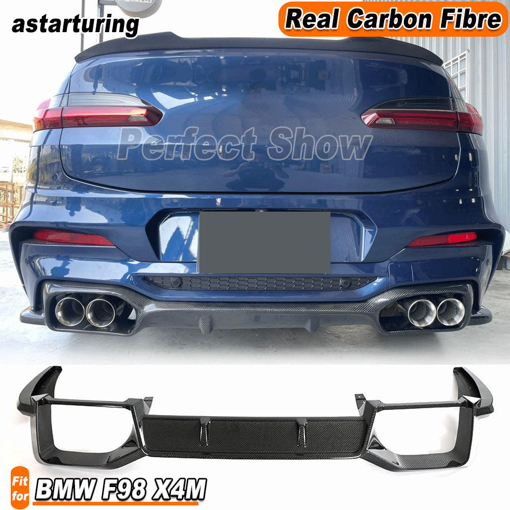 Fit for BMW F98 X4M 19-21 Real Carbon Rear Bumper Diffuser Lip Spolier Splitter