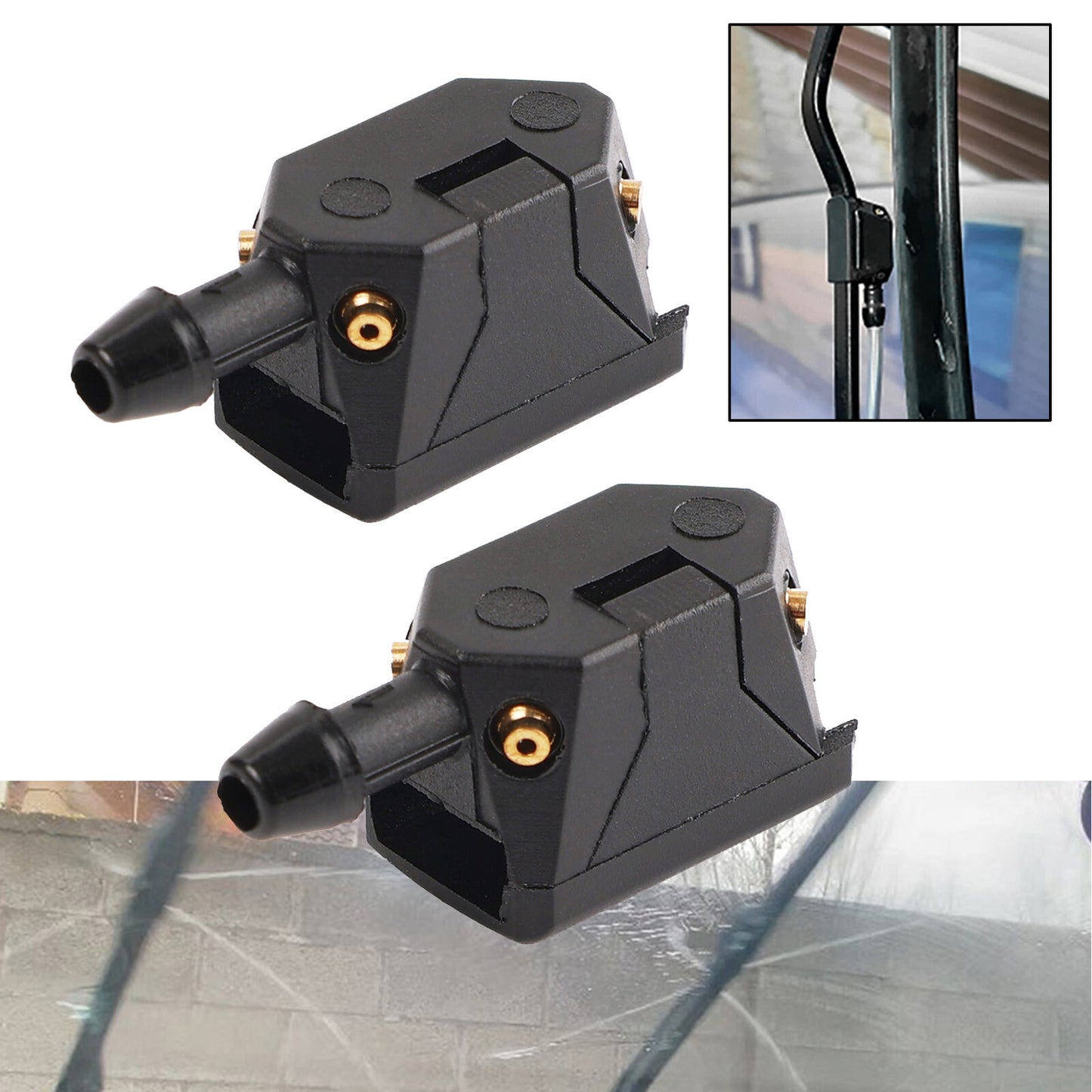x2 Universal Front Wiper Blade Arm Washer Nozzle 4 WayJets Fits Wiper Systems AU Q