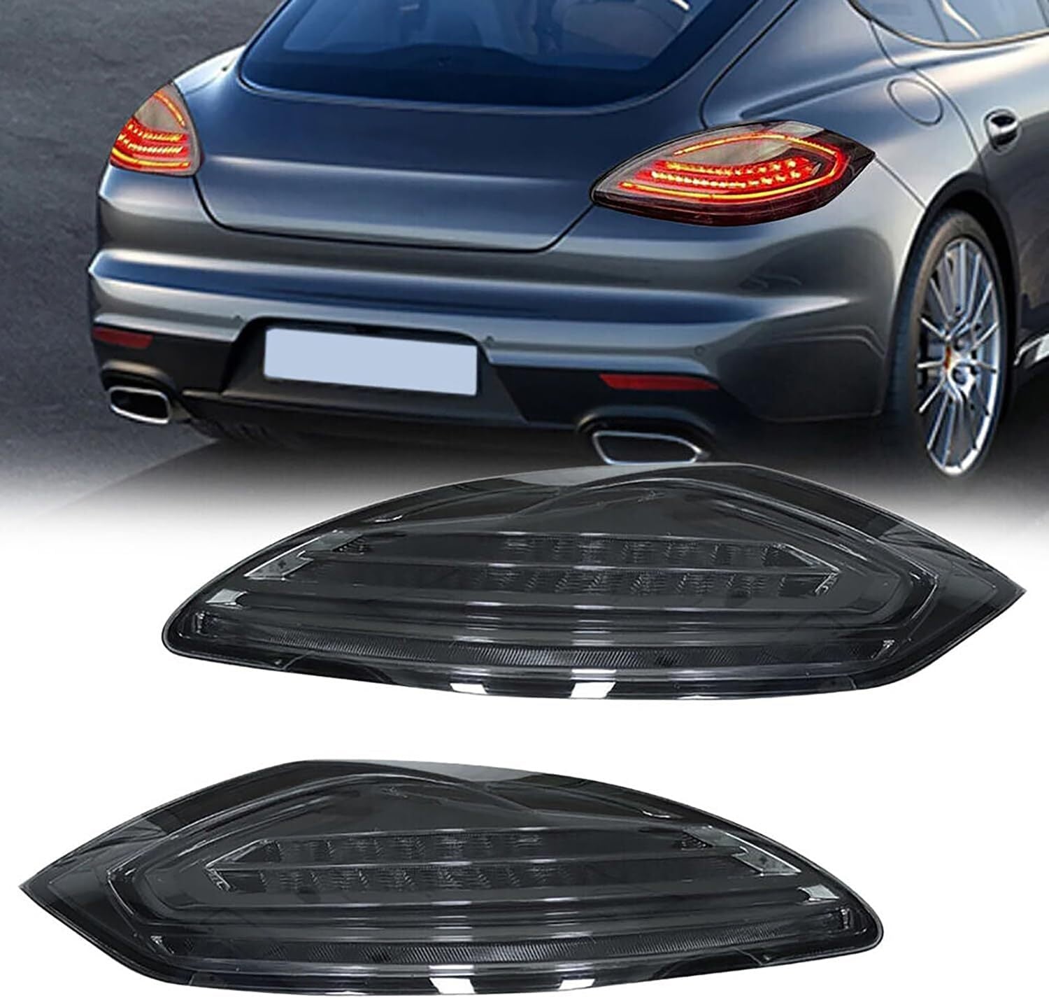 For 2010-2013 for Porsche for Panamera 970.1 Smoke Black LED Rear Tail Lights Brake Lamp