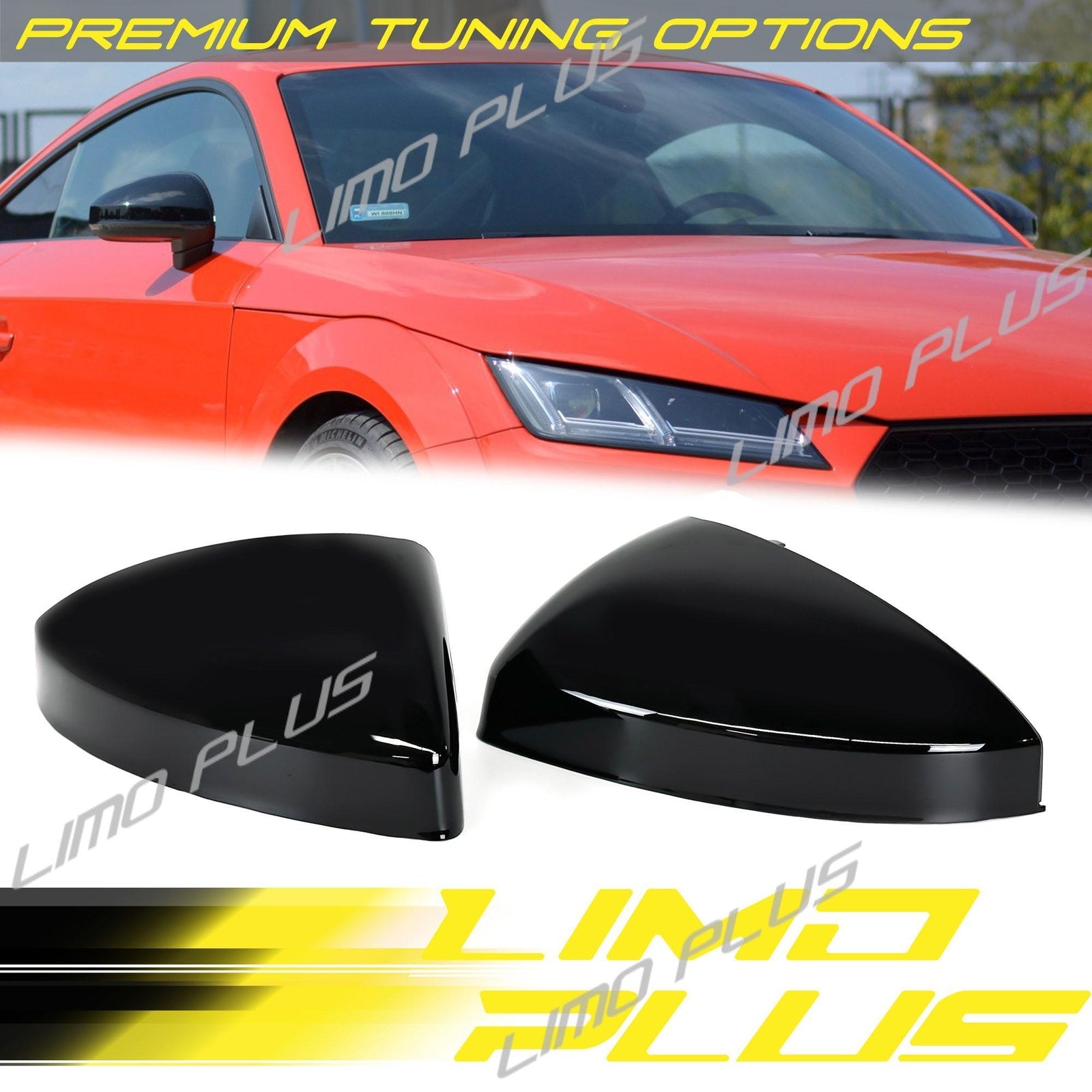for Audi TT MK3 2015-2023: Replacement black mirror cover with lane assist. Q