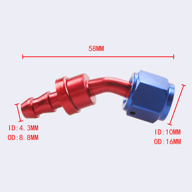 4AN AN4 45Degree Push Lock Hose End Barb Fitting/Adaptor Push-On Hose Fitting