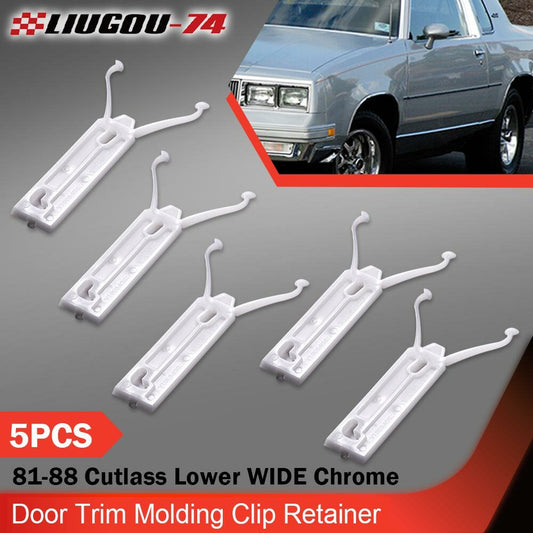 5-Piece Fitting 81-88 Cutlass Lower Chrome Door Trim Molding Clip Holder - Brand New