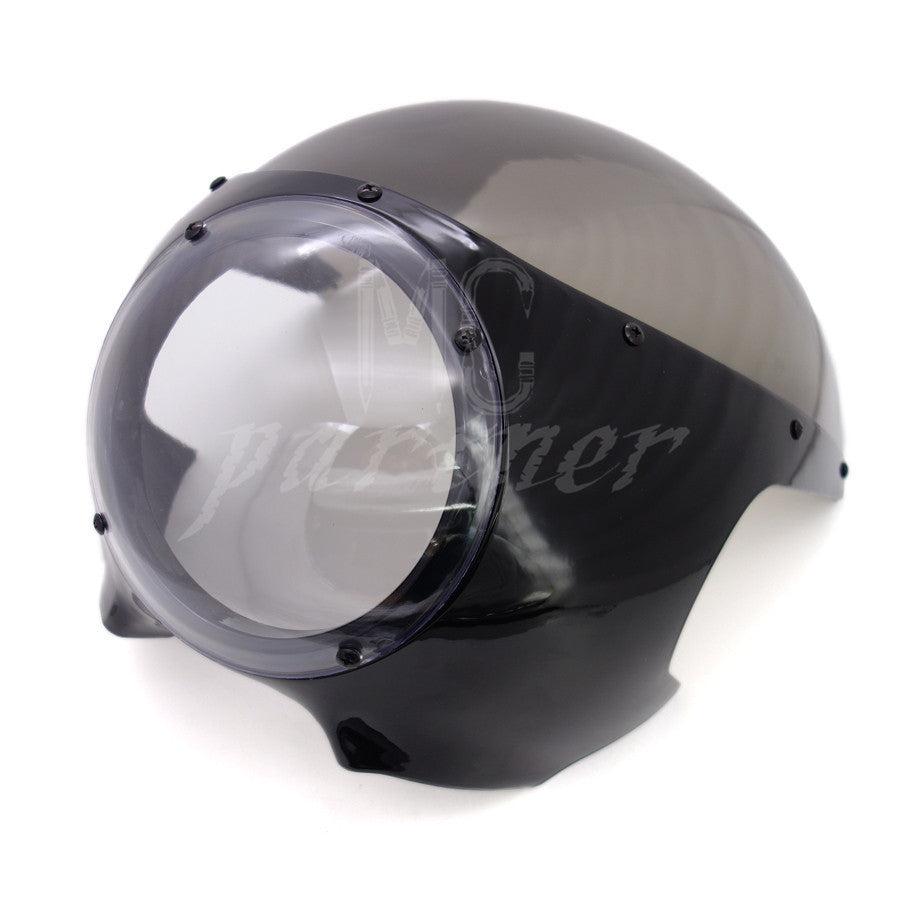 5 3/4 Black Headlight Fairing Windshield Vintage Drag Racing Viper Cafe Racer Q