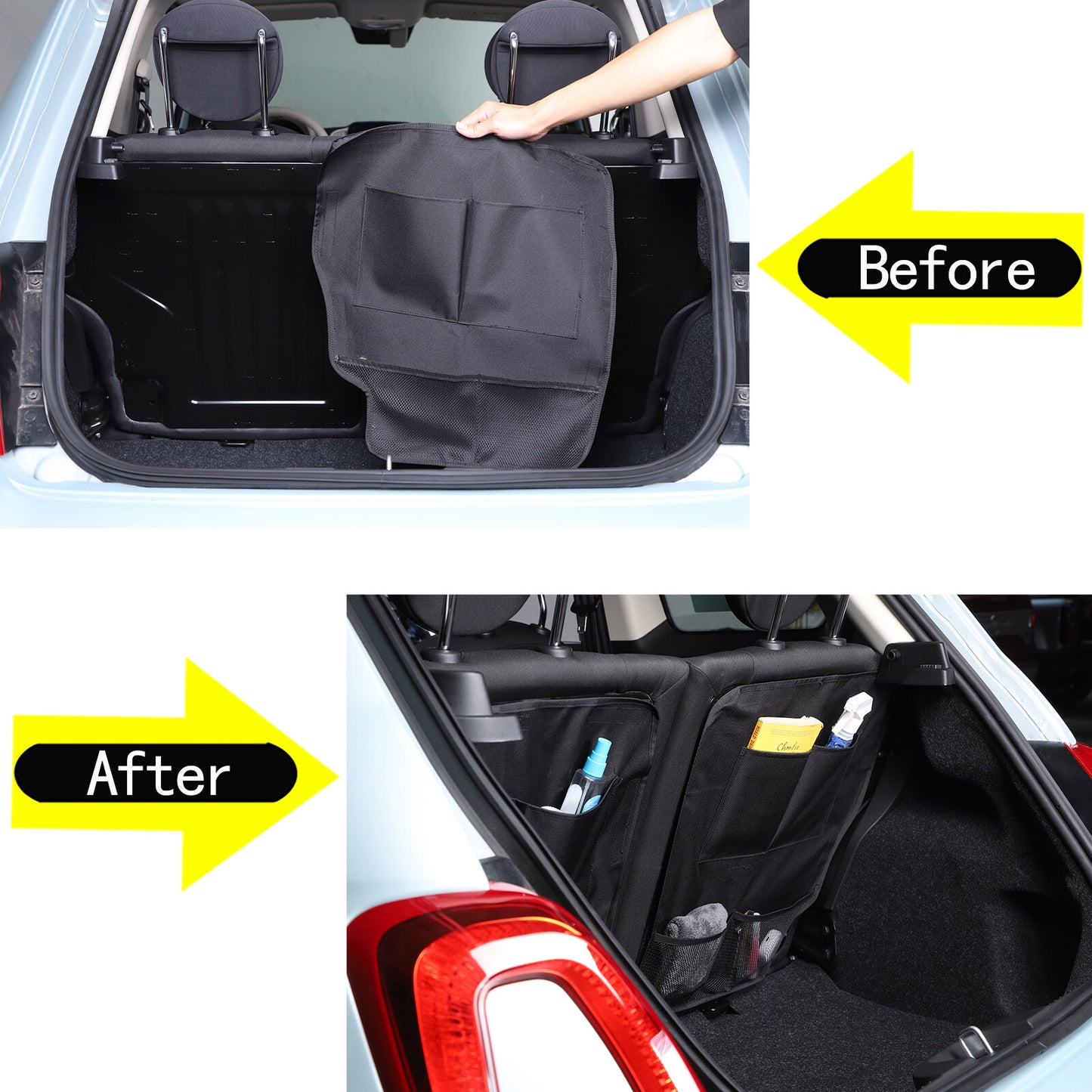 Car trunk storage bag, rear for seat storage bag suitable for Fiat 500 16-23 interior accessories - n