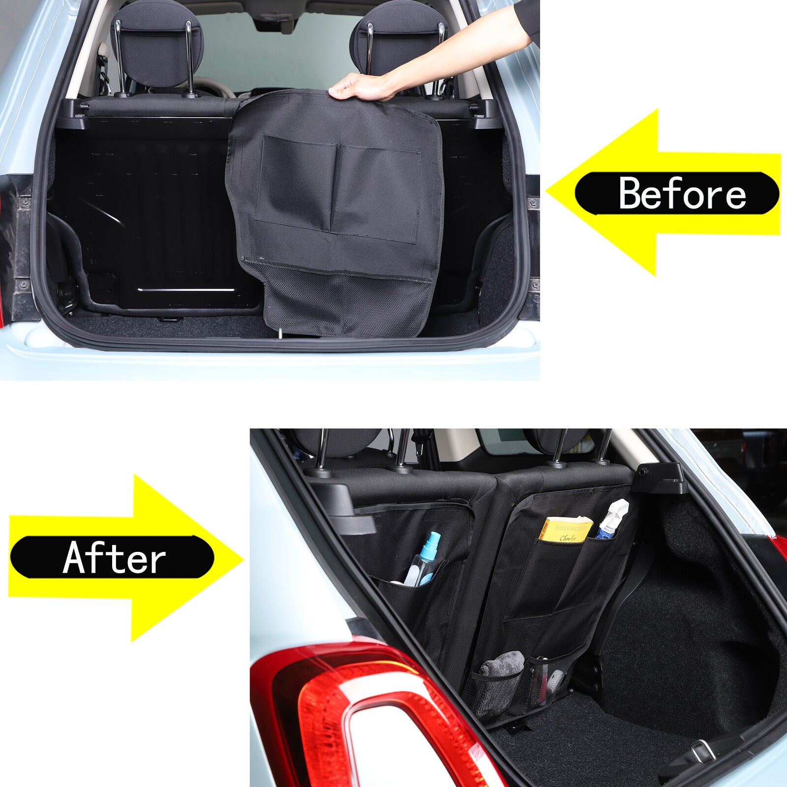 Car trunk storage bag, rear for seat storage bag suitable for Fiat 500 16-23 interior accessories - n
