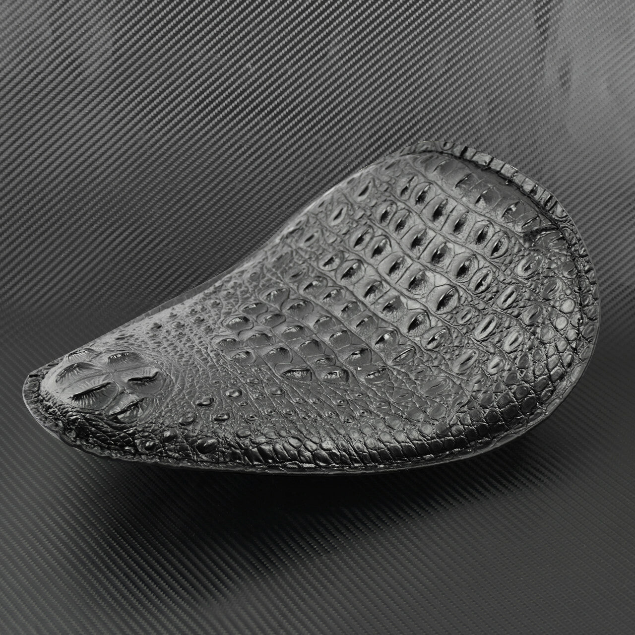 Alligator Emboss Solo Driver for Seat Fit for Harley Chopper Bobber Leather Black