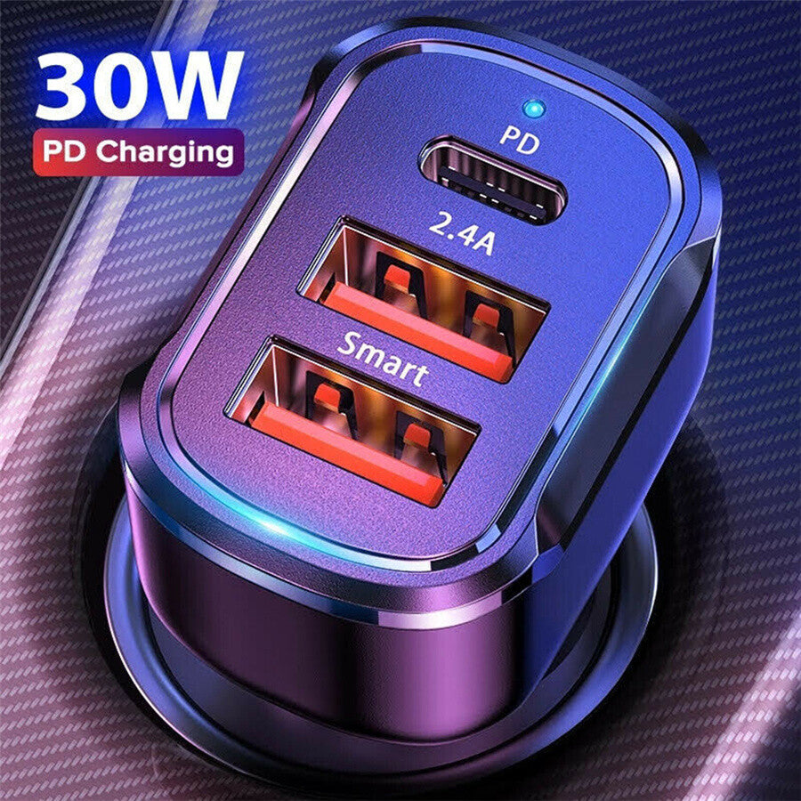 Dual USB Car Charger Adapter 30W Phone Fast Charging For Apple iPhone 13 14 15