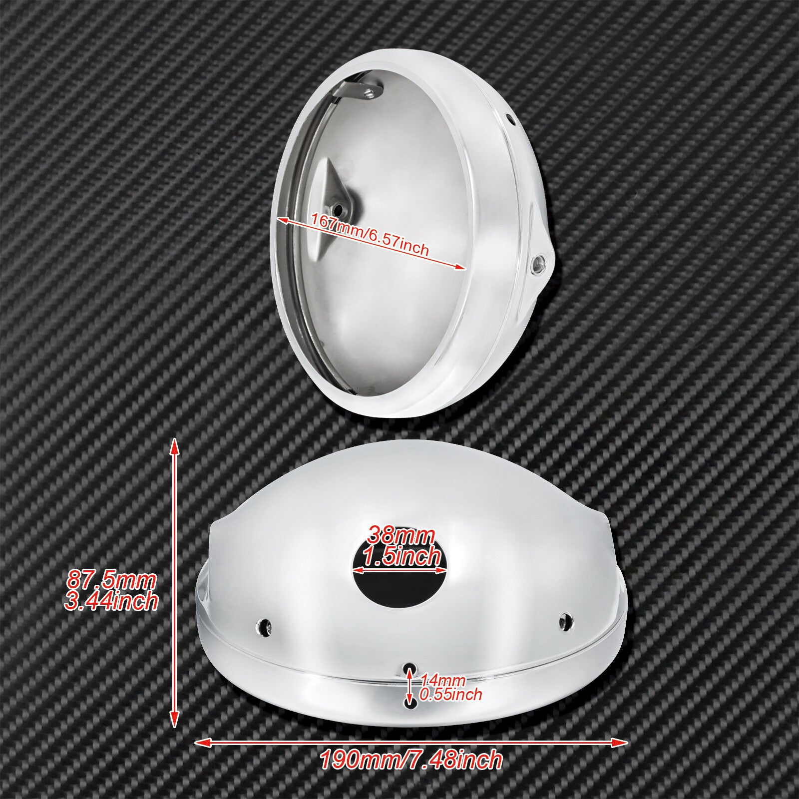 7'' Chrome Headlight Housing Cover Light Bulb Bucket Shell Fit for Harley Dyna Q