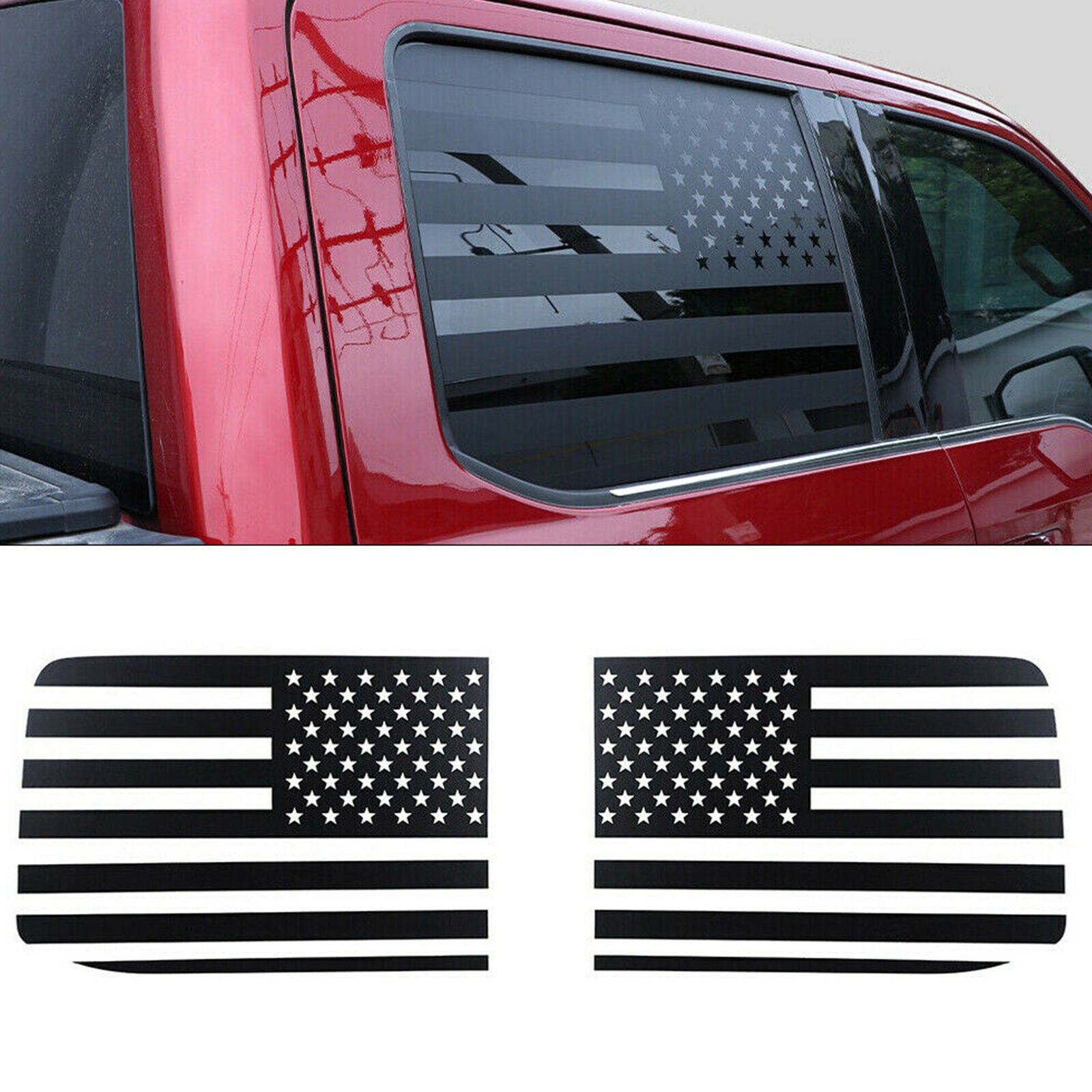 2Pcs Rear Window American Flag Stickers Trim for Ford F150 2015-2022 Accessories
