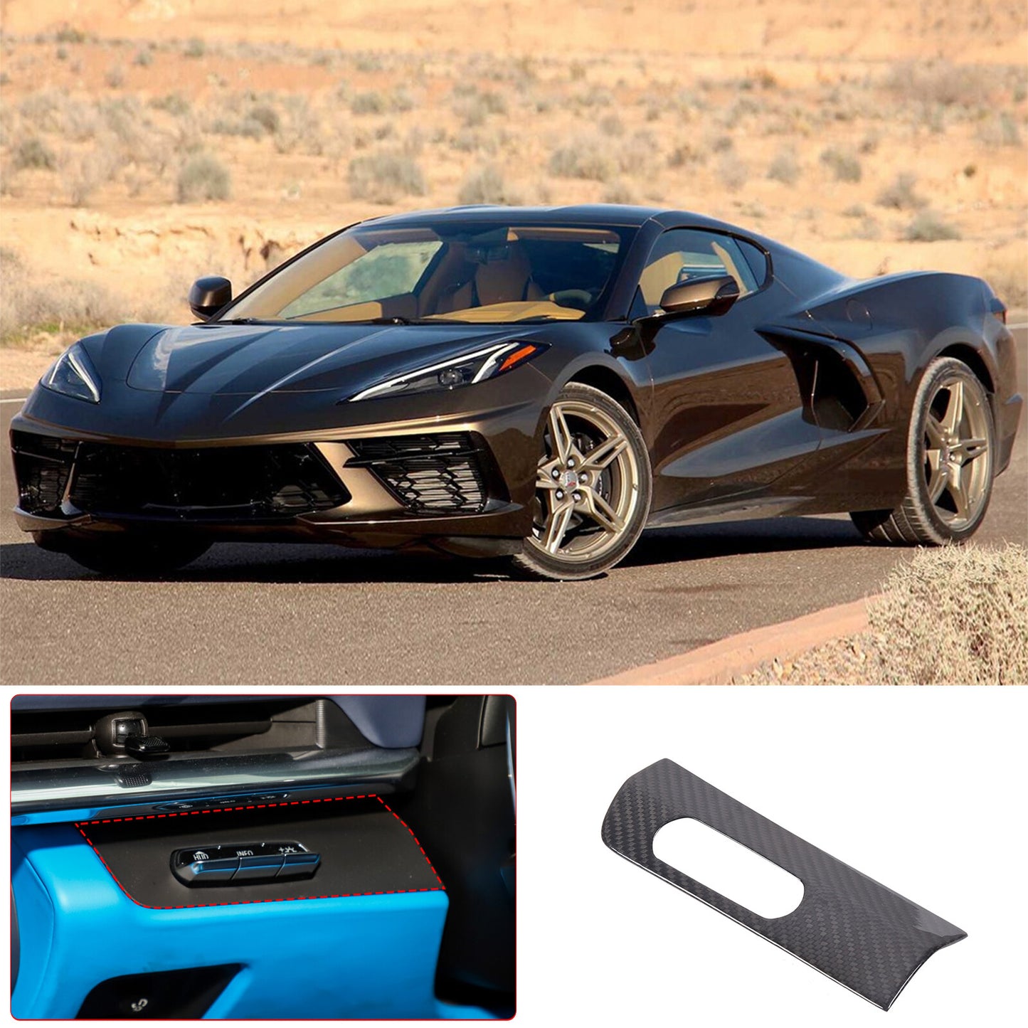 ABS carbon fiber steering wheel badge ring cover decoration suitable for Corvette C6 2005-2013- v