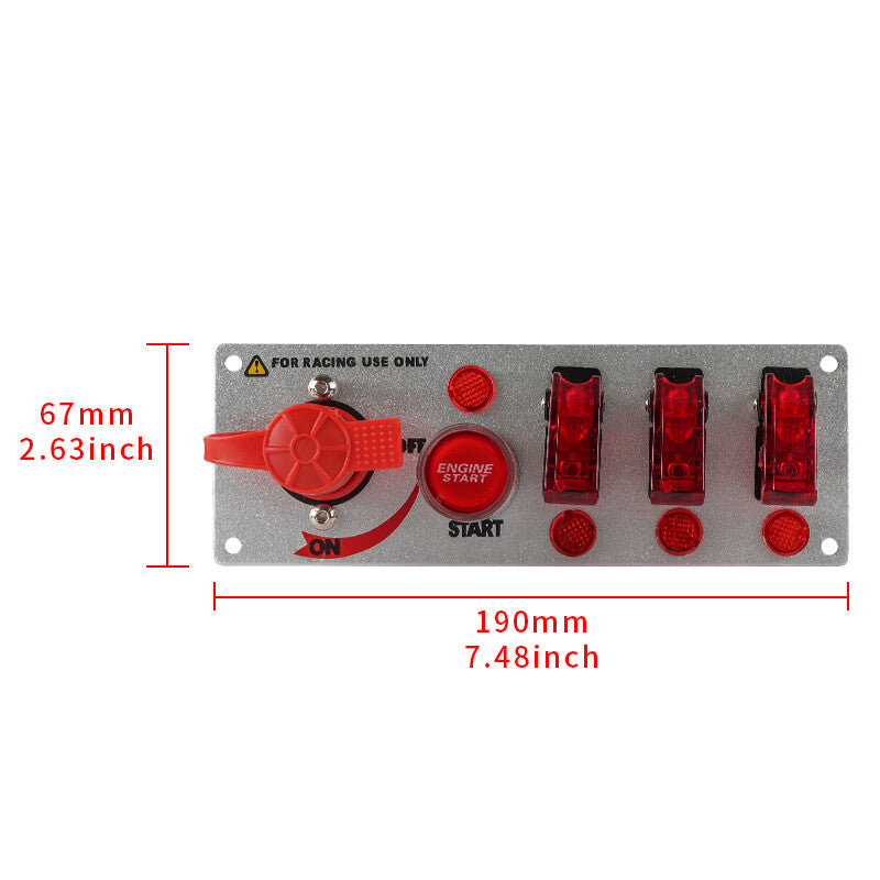 12V Ignition Switch Panel for Racing Cars - Push-Button Switch Panel with Relay Kit n
